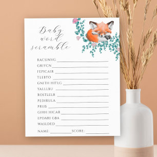 Fox in Blüte - Word-Rätsel Baby-Dusche-Spiel