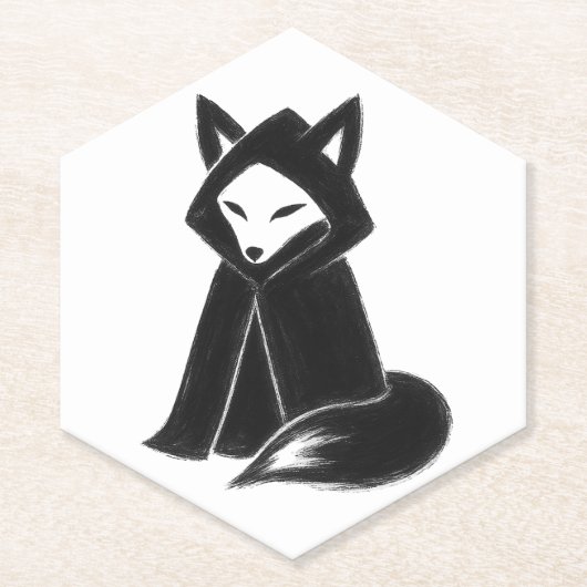 Fox in Cloak - Mysterium Animal on Paper Untersetz Untersetzer (Vorderseite)