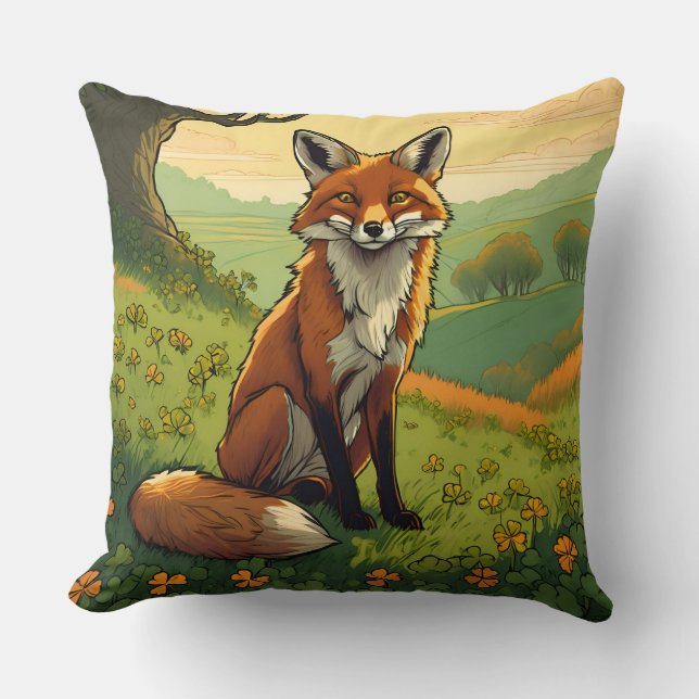 Fox in den Kleeblättern Kissen (Vorderseite)