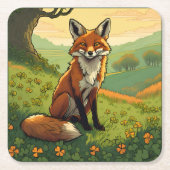 Fox in den Kleeblättern Rechteckiger Pappuntersetzer (Vorderseite)
