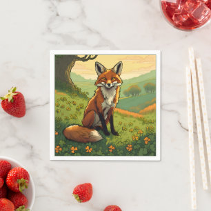 Fox in den Kleeblättern Serviette