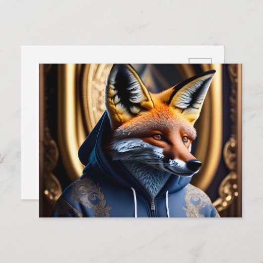 Fox in der Hoodie, Postüberquerung Postkarte (Vorne/Hinten)