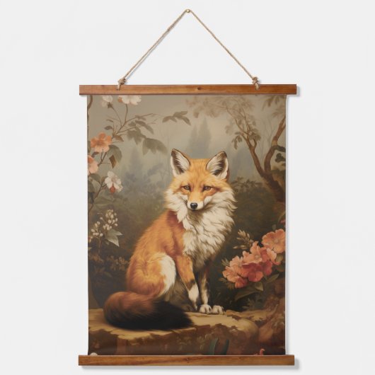 Fox in der Waldlaune Viktorianisch Wandteppich Mit Holzrahmen (Vorderseite)