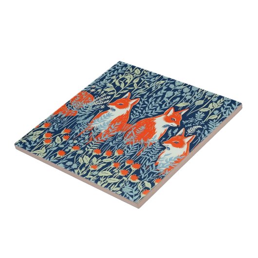 Fox in der Wiese-Keramik Fliese (Seite)