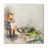 Fox in der Wildmalerei Fliese (Vorderseite)