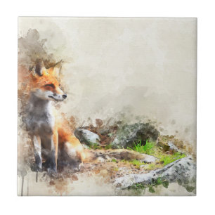 Fox in der Wildmalerei Fliese