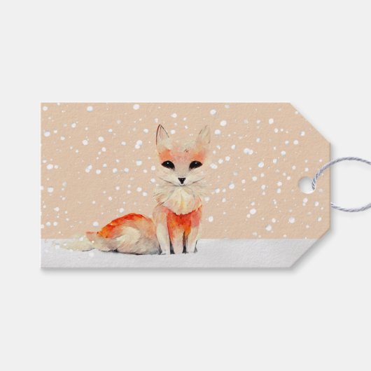 Fox in einem Schneesturm Weihnachtsgeschenk Geschenkanhänger (Vorderseite (Horizontal))