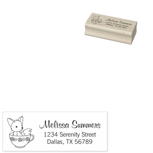 Fox in einer Teacup-Adresse Gummistempel (Stempel)