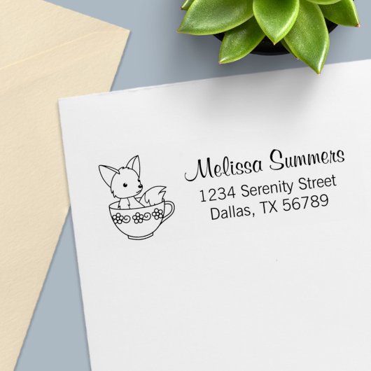 Fox in einer Teacup-Adresse Permastempel