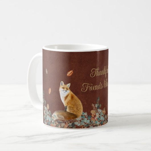 Fox in Fall Foliage Dankbar für Freunde wie Sie Kaffeetasse (Vorderseite Links)