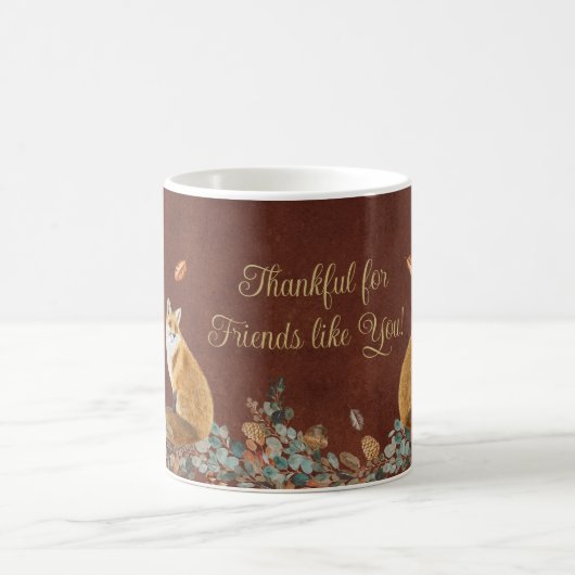 Fox in Fall Foliage Dankbar für Freunde wie Sie Kaffeetasse (Mittel)