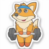 Fox in Fitness mit Barbell Aufkleber (Vorderseite)