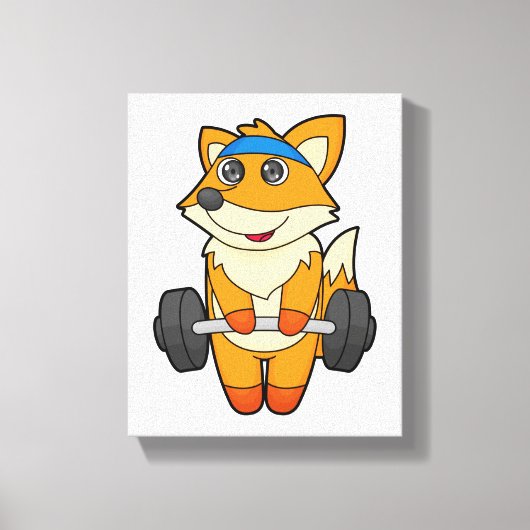 Fox in Fitness mit Barbell Leinwanddruck (Vorderseite)