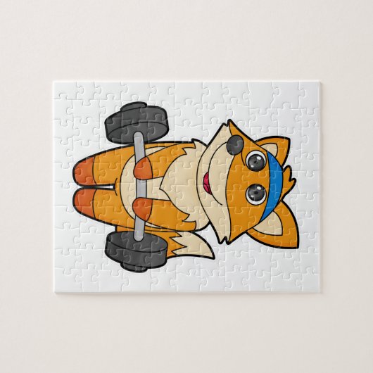 Fox in Fitness mit Barbell Puzzle (Horizontal)