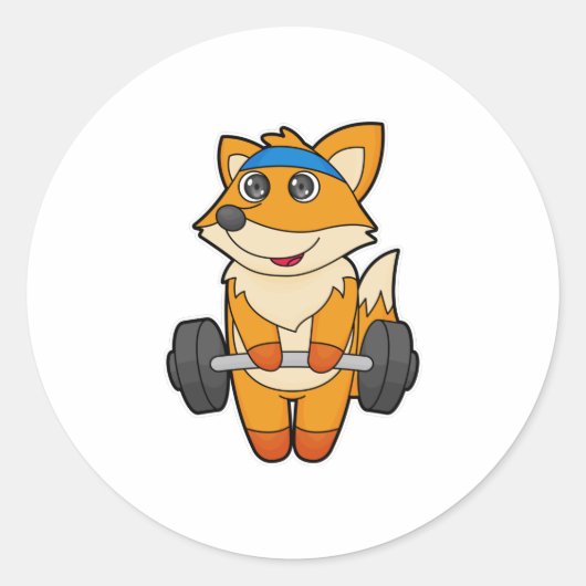 Fox in Fitness mit Barbell Runder Aufkleber (Vorderseite)
