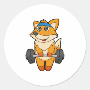 Fox in Fitness mit Barbell Runder Aufkleber