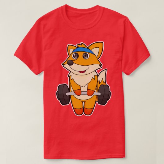 Fox in Fitness mit Barbell T-Shirt (Design vorne)
