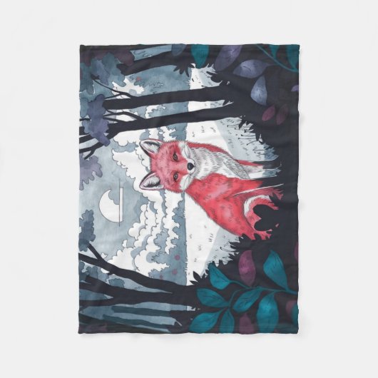 Fox in Forest Clearing Fleece Blanket (Vorderseite)