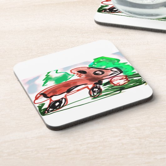 Fox in Frühjahr Getränkeuntersetzer (Linke Seite)