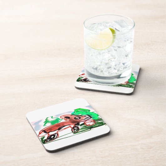 Fox in Frühjahr Getränkeuntersetzer (Rechte Seite)