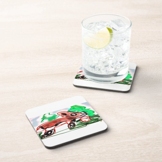 Fox in Frühjahr Getränkeuntersetzer (Rechte Seite)