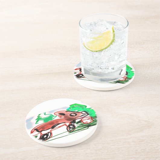 Fox in Frühjahr Getränkeuntersetzer (Seite)