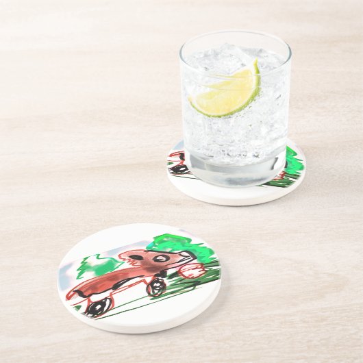 Fox in Frühjahr Getränkeuntersetzer (Seite)