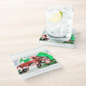 Fox in Frühjahr Glasuntersetzer (Schrägansicht)