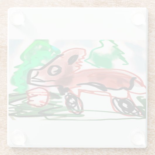 Fox in Frühjahr Glasuntersetzer (Rückseite)