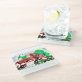 Fox in Frühjahr Glasuntersetzer (Schrägansicht)