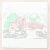 Fox in Frühjahr Glasuntersetzer (Rückseite)