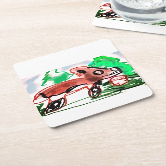 Fox in Frühjahr Rechteckiger Pappuntersetzer (angewinkelt)