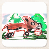 Fox in Frühjahr Rechteckiger Pappuntersetzer (Vorderseite)