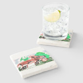 Fox in Frühjahr Steinuntersetzer (Seitenansicht)