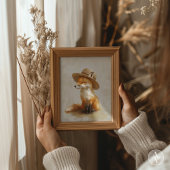 Fox in Hat Whimsical Vintag Woodland Animal Poster