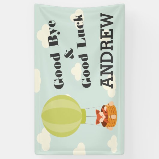 Fox in Hot Air Ballon Good Bye Personalisiert Banner (Vertikal)