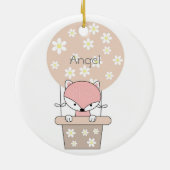 Fox in Hot Air Ballon mit Blume Personalisiert Keramik Ornament (Hinten)