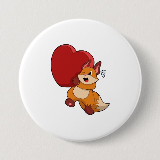 Fox in Liebe mit Herz Button (Vorderseite)