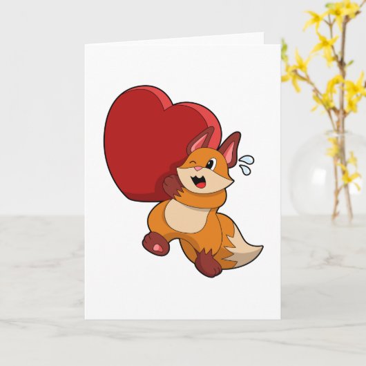 Fox in Liebe mit Herz Karte (Gelbe Blume)