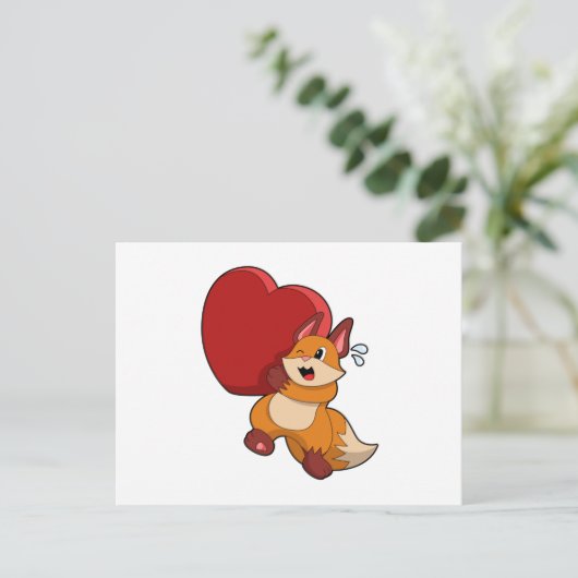 Fox in Liebe mit Herz Postkarte (Stehend Vorderseite)