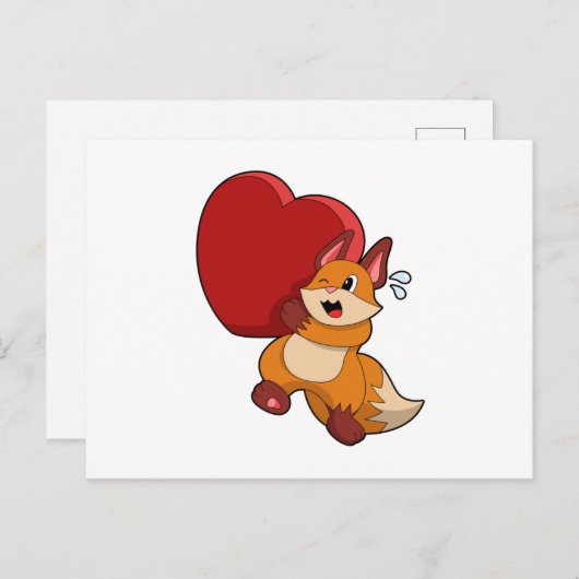 Fox in Liebe mit Herz Postkarte (Vorne/Hinten)