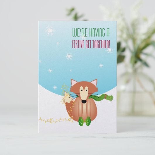 Fox in Mittens Einladung (Stehend Vorderseite)