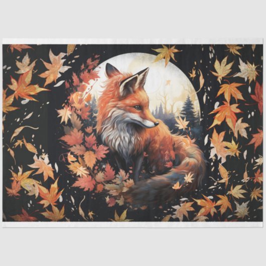 Fox in Mondlicht 3 Decoupage Paper Seidenpapier (Vorderseite)