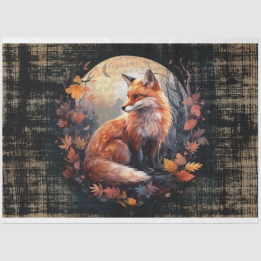 Fox in Mondlicht 4 Decoupage Paper Seidenpapier (Vorderseite)