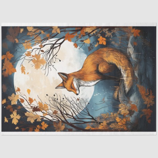 Fox in Mondlicht 7 Decoupage Paper Seidenpapier (Vorderseite)