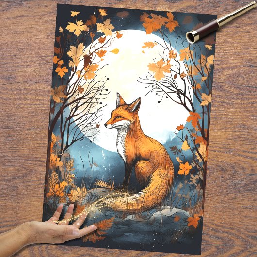 Fox in Mondlicht 7 Decoupage Paper Seidenpapier