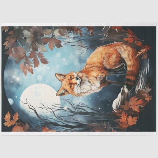 Fox in Moonlight 8 Decoupaper Seidenpapier (Vorderseite)