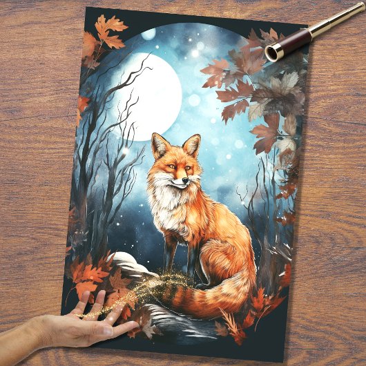 Fox in Moonlight 8 Decoupaper Seidenpapier