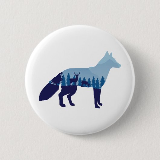 Fox in Mountain Forest T - Shirt Trucker Hat Button (Vorderseite)