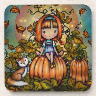 Fox in Pumpkin Patch Art Getränkeuntersetzer